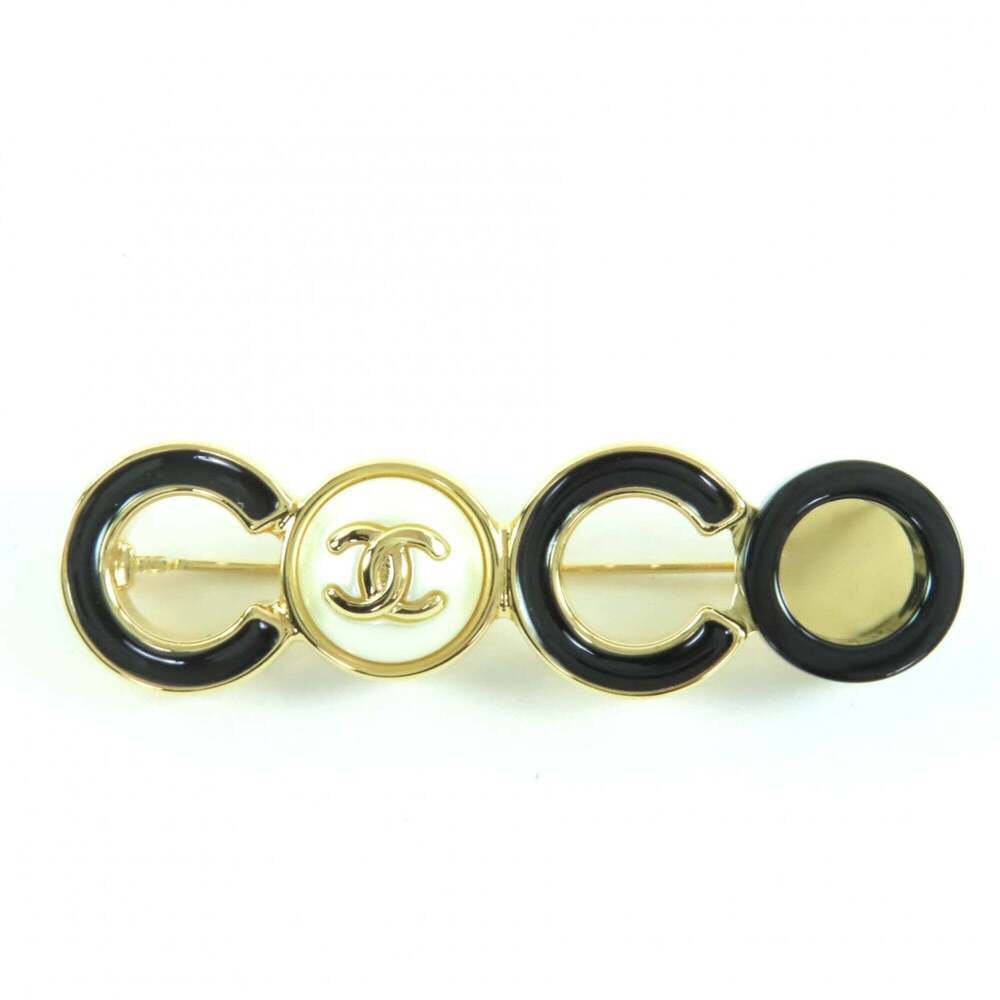 CHANEL Black Pearl Logo Brooch